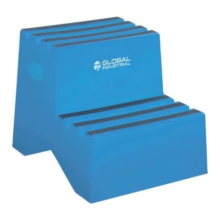 Quality Industries Global Industrial 2 Step Plastic Step Stand 21inW x 19-1/2inL x 24-1/2inH Blue 641271BL